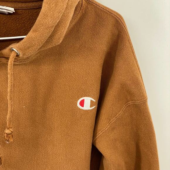 Champion Reverse Weave Rust Orange Cropped Hoodie Hooded Sweatshirt Sz Med - Picture 3 of 7